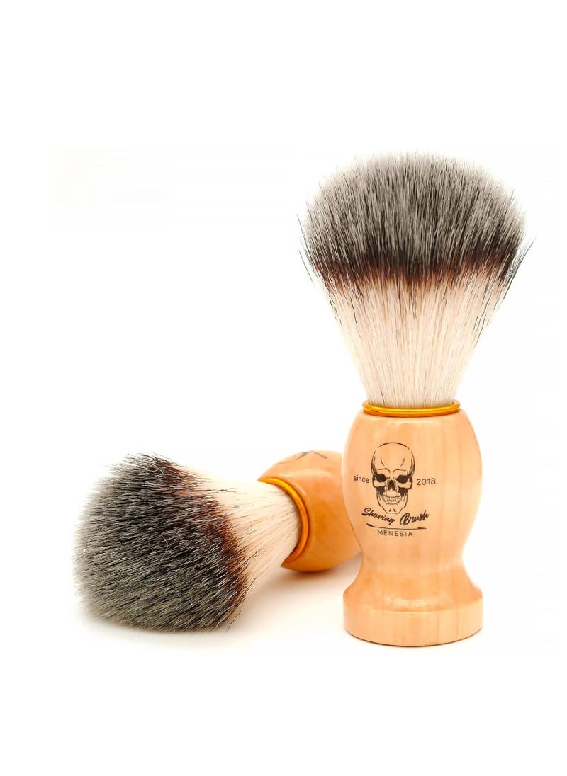 menesia Shaving Brush for Men, Wood handle Shave Brush,Mens Shaving Cream & Soap Brush (skull)  - Image 2