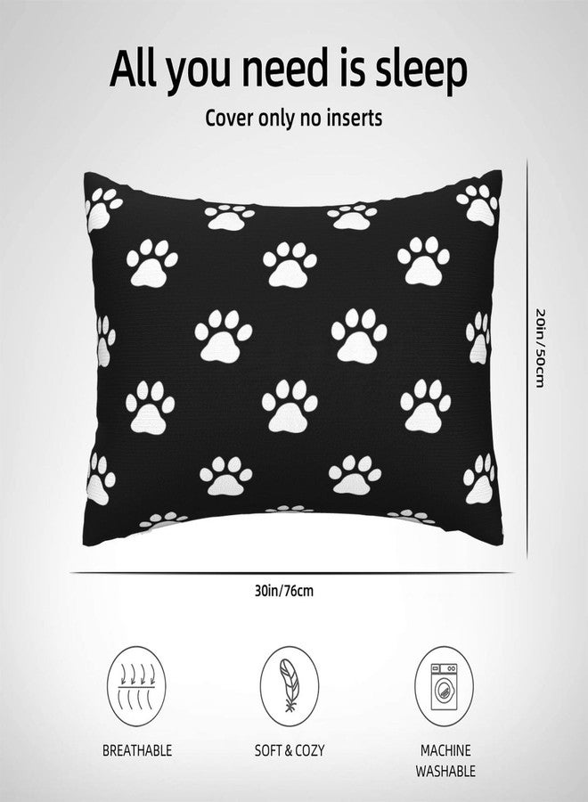 DXTKWL Pillow Case Queen Size Black White Dog Cat Paw Print Breathable Pillow Covers Case with Zipper, Soft Cozy Pillowcase 20x30 in for Bedroom - Image 2