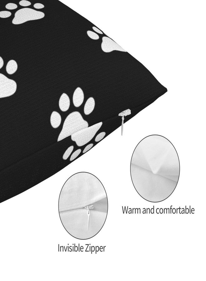 DXTKWL Pillow Case Queen Size Black White Dog Cat Paw Print Breathable Pillow Covers Case with Zipper, Soft Cozy Pillowcase 20x30 in for Bedroom - Image 5