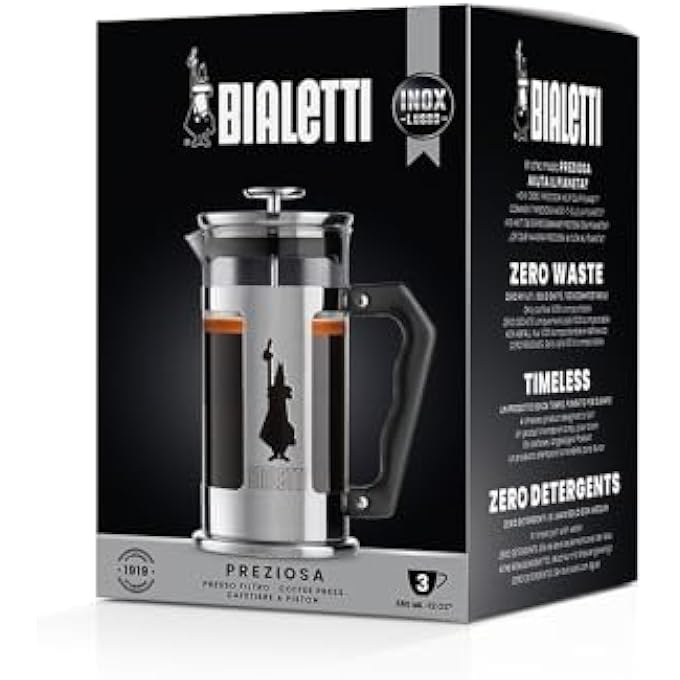 BIALeTTI 6860 Preziosa Stainless Steel 3Cup French Press Coffee Maker 3 Cup Silver 20003160 - Image 2