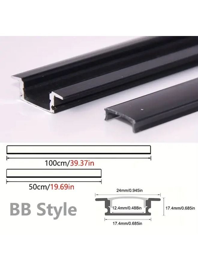 12Pcs Black LED Strip Light Diffuser Channel 50cm Weather Resistant Easy Install - Image 1