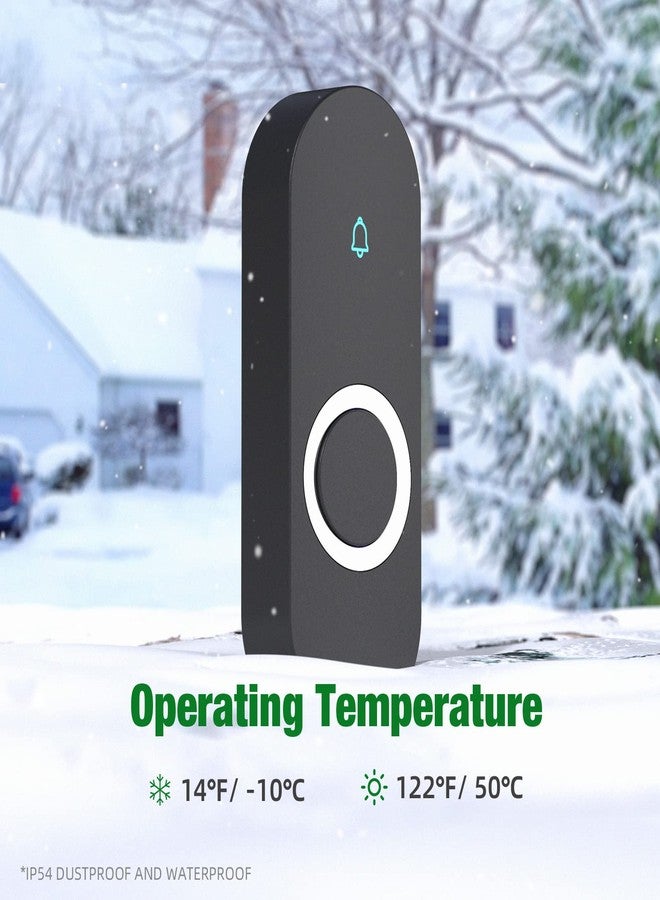 AIDA Wireless Doorbell, Black Waterproof Doorbell 1,000ft Range, 5 Volume Levels with 58 Doorbell Chimes & LED Flash (1 Receivers + 2 Transmitter) - Image 4