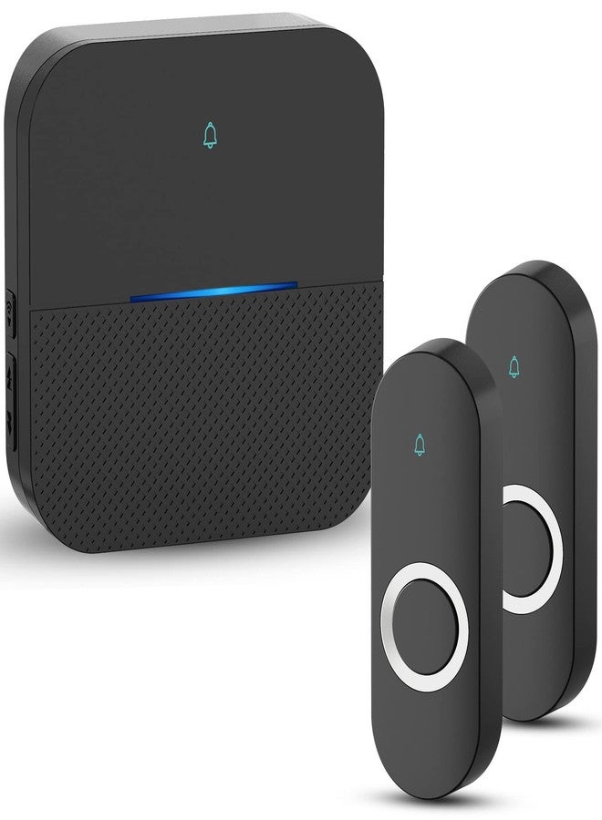 AIDA Wireless Doorbell, Black Waterproof Doorbell 1,000ft Range, 5 Volume Levels with 58 Doorbell Chimes & LED Flash (1 Receivers + 2 Transmitter) - Image 1