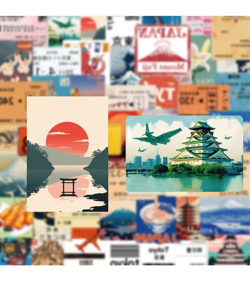 50 Japanese Travel Theme Stickers Multicolor for Journaling Doodling Scrapbooks Water Bottles Skateboards Notebooks Decals - Image 2