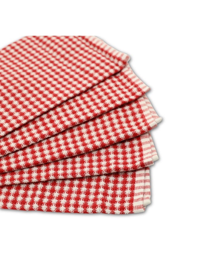 BLOR Multipurpose Microfiber Cleaning Cloth 5 Pieces - Kitchen Towel Set for Dish Drying, Reusable, Super Absorbent & Lint-Free, Multi-Purpose Microfibre Cloth for Home & Kitchen (Red) - Image 1