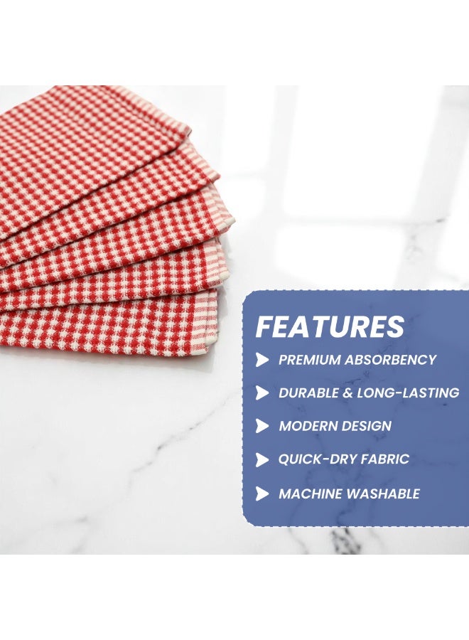 BLOR Multipurpose Microfiber Cleaning Cloth 5 Pieces - Kitchen Towel Set for Dish Drying, Reusable, Super Absorbent & Lint-Free, Multi-Purpose Microfibre Cloth for Home & Kitchen (Red) - Image 3