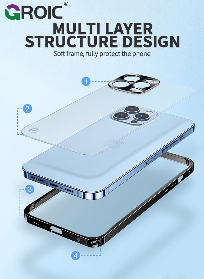 GROIC Metal Frame Black Case for iPhone 15 Pro Max, Ultra Slim Frosted PC Matte Back with Lanyard Holes Lock Type Aluminum Alloy Bumper - Image 4