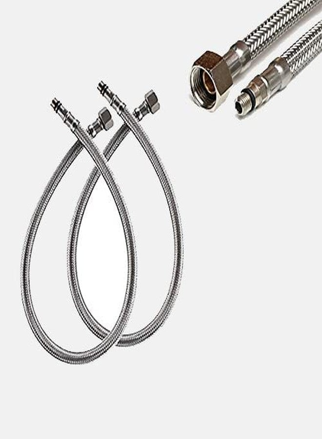 MAYUR ÖCICH Pack of 2 Heavy Stainless Steel(304-Grade) 24 Inch Braided Connection Pipe for Hot & Cold Water Tap for Basin Mixer, Single Lever Sink Mixer, Central Hole Tap, Angle Valve(ALLIED-789) - Image 1