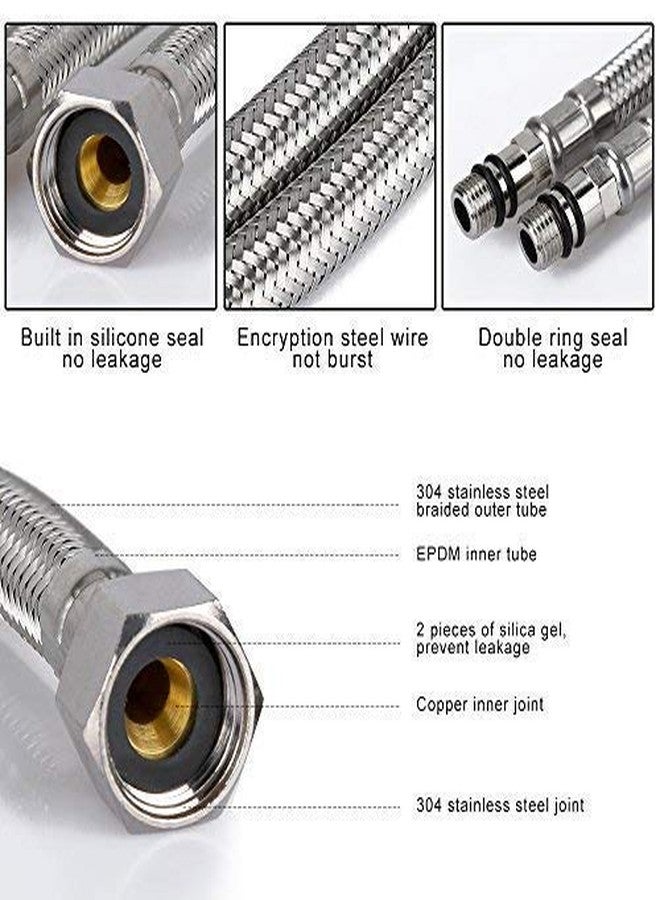 MAYUR ÖCICH Pack of 2 Heavy Stainless Steel(304-Grade) 24 Inch Braided Connection Pipe for Hot & Cold Water Tap for Basin Mixer, Single Lever Sink Mixer, Central Hole Tap, Angle Valve(ALLIED-789) - Image 5