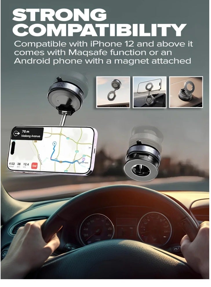 نقطة التسوق حامل هاتف مغناطيسي للسيارة بزاوية 360 درجة - قوة شفط عالية | ماج سيف وجميع الهواتف الذكية - Image 2