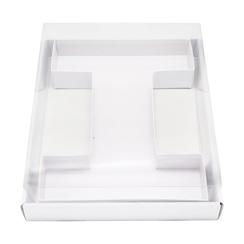 WENPACK 125 Cardboard Letter Shaped Mache Charcuterie Tray Strawberries Fillable Grazing Box with Clear Lid White I