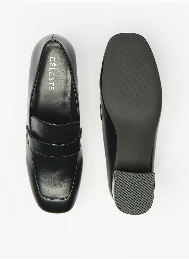 Celeste - Women Solid Slip On Loafers with Block Heels - Image 1