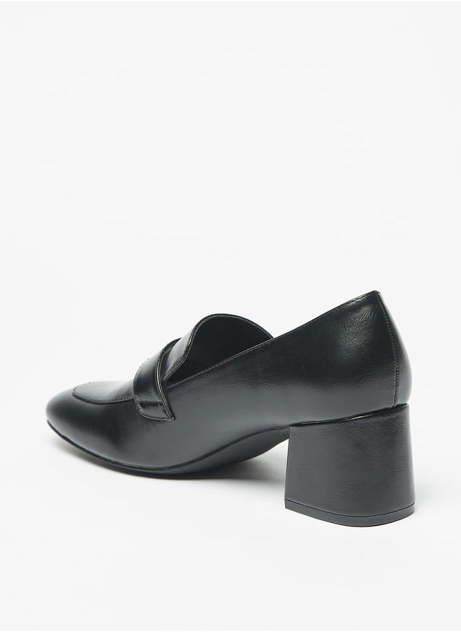 Celeste - Women Solid Slip On Loafers with Block Heels - Image 1