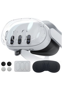 AOLION For Meta Quest 3 Accessories, Protective Shell Cover Compatible with Oculus Quest 3, VR Accessories Included Transparent 1Pcs Shell Cover, 1Pcs Lens Tempered Film, 1Pcs Lens Cover and 1Pcs Joystick Caps  - Image 1