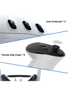 AOLION For Meta Quest 3 Accessories, Protective Shell Cover Compatible with Oculus Quest 3, VR Accessories Included Transparent 1Pcs Shell Cover, 1Pcs Lens Tempered Film, 1Pcs Lens Cover and 1Pcs Joystick Caps  - Image 3