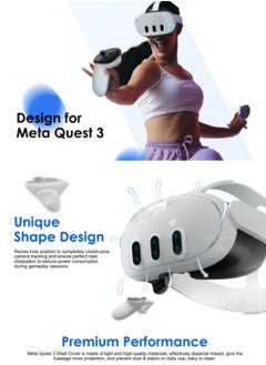 AOLION For Meta Quest 3 Accessories, Protective Shell Cover Compatible with Oculus Quest 3, VR Accessories Included Transparent 1Pcs Shell Cover, 1Pcs Lens Tempered Film, 1Pcs Lens Cover and 1Pcs Joystick Caps  - Image 4