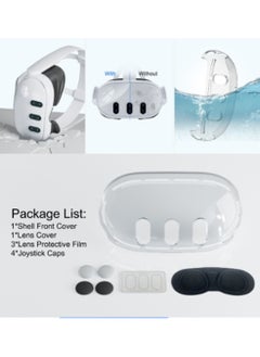 AOLION For Meta Quest 3 Accessories, Protective Shell Cover Compatible with Oculus Quest 3, VR Accessories Included Transparent 1Pcs Shell Cover, 1Pcs Lens Tempered Film, 1Pcs Lens Cover and 1Pcs Joystick Caps  - Image 5