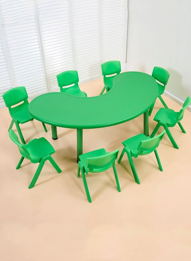 JSAITOYS Kindergarten Ergonomic Moon Shape Tables With Chair Set Children Nursery School - Image 1