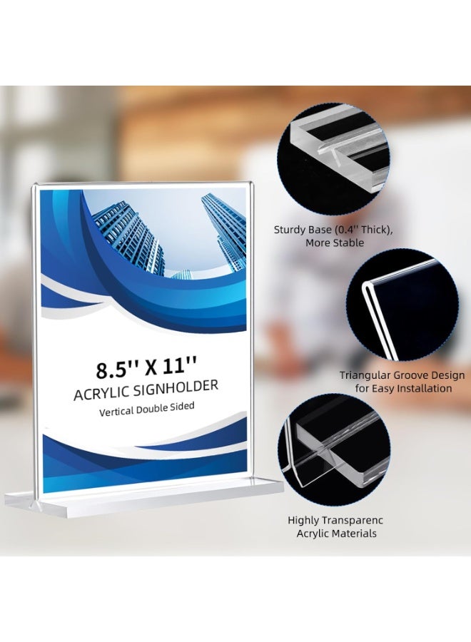 Slasa SLASA 12 Pack Acrylic Sign Holder 8.5 x 11 Inch – Double-Sided Clear Display Stand – T Shape Acrylic Table Sign Stands for Office, Store, Restaurant, Wedding, Party Décor  - Image 2