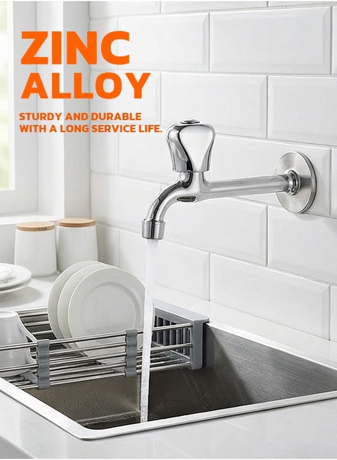 MODI Wall Mounted Water Tap for Kitchen and Bathroom, Durable Zinc Alloy and Copper Faucet, Single Handle Basin Tap with Stable Water Flow, Chrome Finish Sink Faucet for Home Use - Image 1