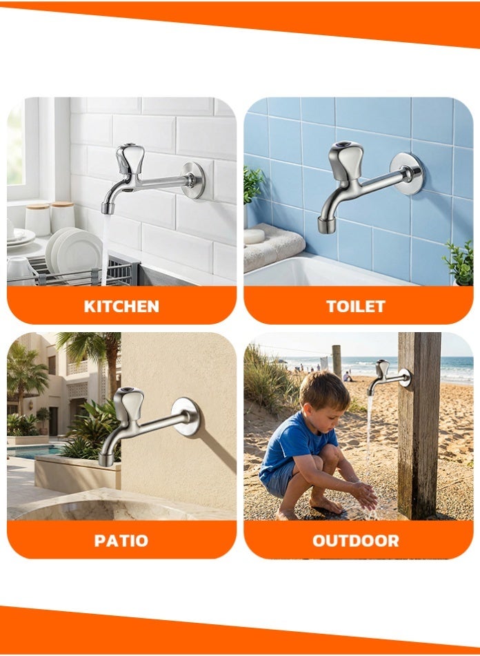 MODI Wall Mounted Water Tap for Kitchen and Bathroom, Durable Zinc Alloy and Copper Faucet, Single Handle Basin Tap with Stable Water Flow, Chrome Finish Sink Faucet for Home Use - Image 5