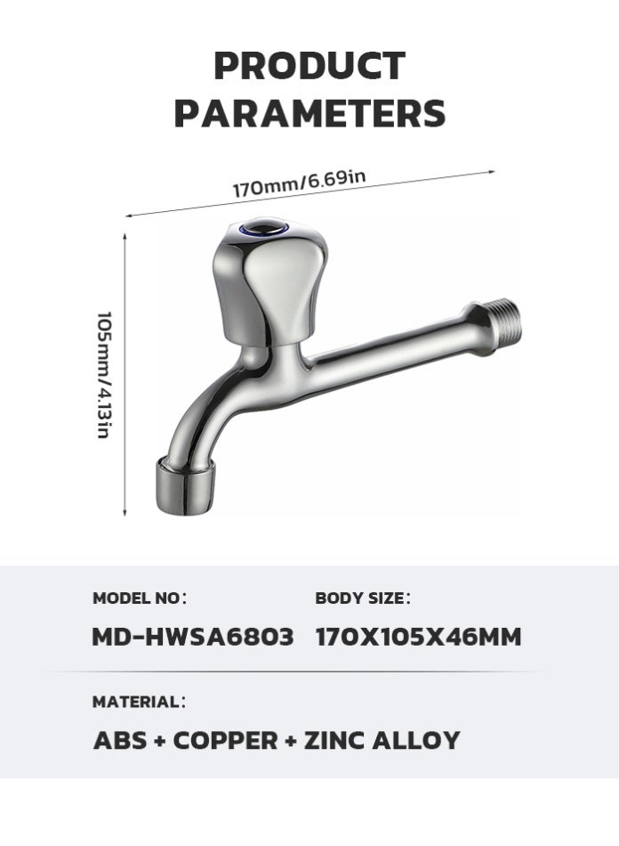 MODI Wall Mounted Water Tap for Kitchen and Bathroom, Durable Zinc Alloy and Copper Faucet, Single Handle Basin Tap with Stable Water Flow, Chrome Finish Sink Faucet for Home Use - Image 3