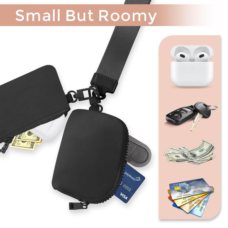 JEEBURYEE Dual Pouch Wristlet Keychain Wallets for Women with 2 Detachable Zipper Coin Purse - Small and Portable Mini Card Wallet for Women Men Black+Black - Image 3
