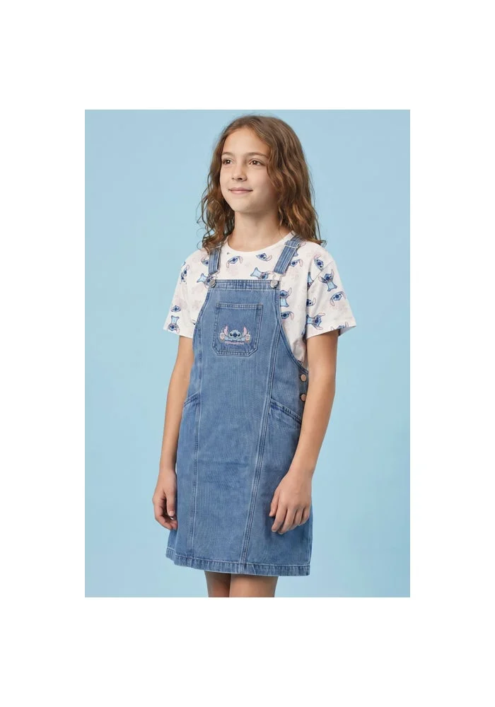 أر أند بي Stitch Printed T-Shirt and Dungaree Dress Set