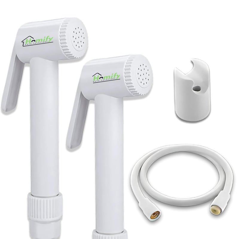 Homify ABS Health Faucet Jet Spray Pack of 2 HighPressure Handheld Bidet Sprayer for Toilet LeakProof with Flexible Hose Commode Seat Shower English Seat Spray DIY Installation - Image 1