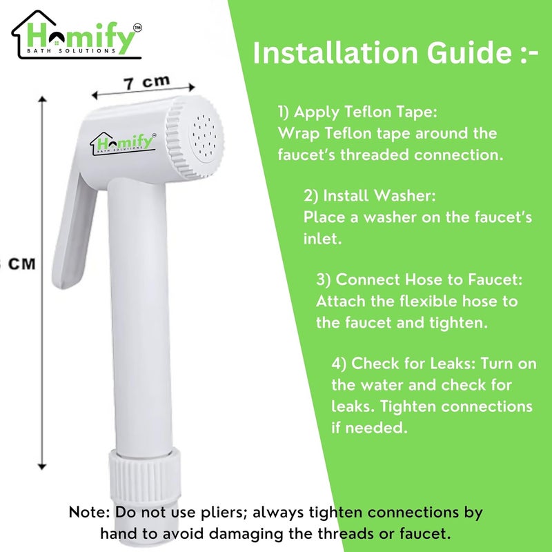 Homify ABS Health Faucet Jet Spray Pack of 2 HighPressure Handheld Bidet Sprayer for Toilet LeakProof with Flexible Hose Commode Seat Shower English Seat Spray DIY Installation - Image 5