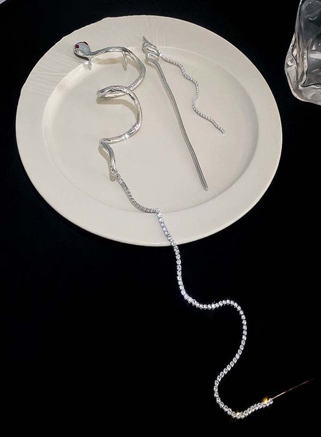 LINXI Silvery Snake Hair Sticks Hair Chopsticks Tassels Metal Distortion Vintage Punk Hairpin Headwear Hairstyle Hair Accessories for Women - Image 4