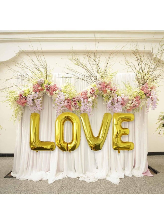 مجموعة من 49 قطعة من البالونات على شكل قلوب وبالونات على شكل قلوب وبالونات ”أحبك“ مقاس 32 بوصة مجموعة زينة رومانسية من البالونات الذهبية سهلة الاستخدام الاختيار المثالي لحفلات عيد الحب - Image 3