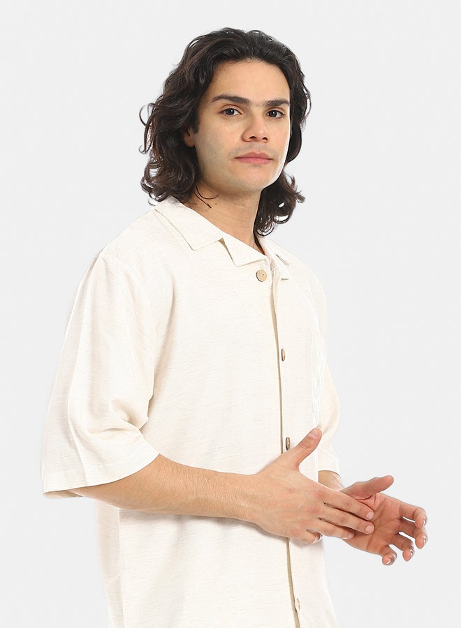 Red Circle Short Sleeves Plain Pastel Shirt and Pants Set - Image 4