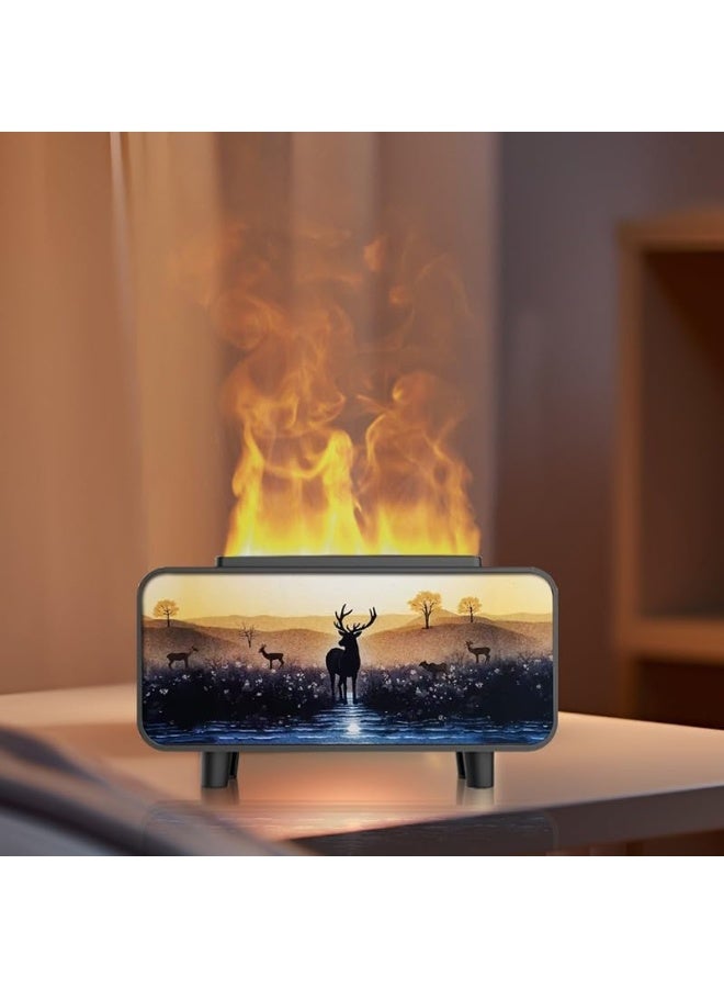 zoba Realistic three-color flame effect fragrance diffuser with LED lighting - Ultrasonic air humidifier - Sea and warm color changing - Stylish decorative design, quiet and safe operation (Gazelle) - Image 2