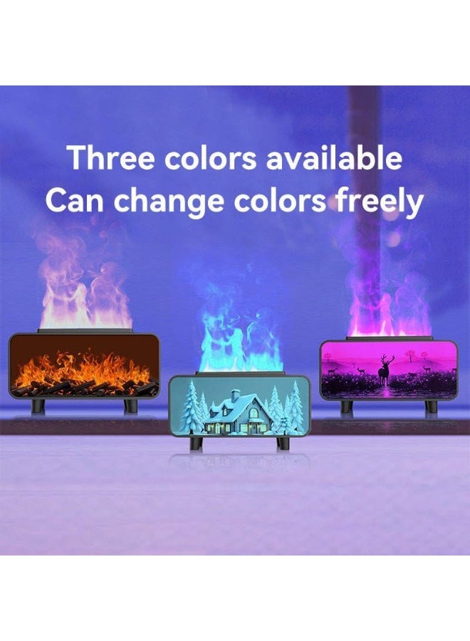zoba Realistic three-color flame effect fragrance diffuser with LED lighting - Ultrasonic air humidifier - Sea and warm color changing - Stylish decorative design, quiet and safe operation (Gazelle) - Image 3