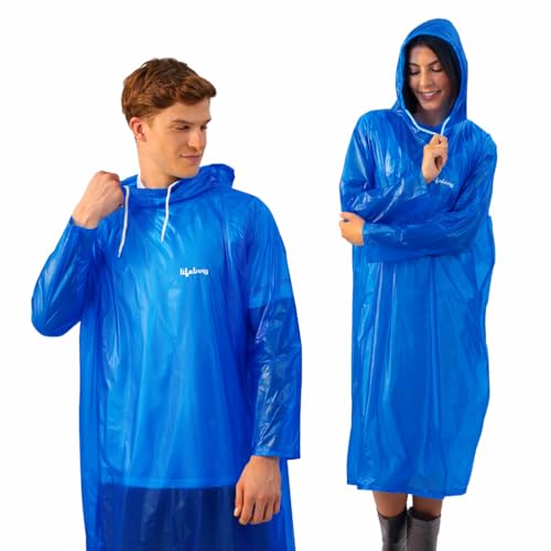 Lifelong Waterproof Unisex Raincoat | Hooded Full Sleeves Outdoor Poncho for Men, Women, Boys & Girls | Durable PVC Rainwear for Camping, Hiking, Travelling | Adjustable Drawstring | Sky Blue (1 Pc) - Image 1