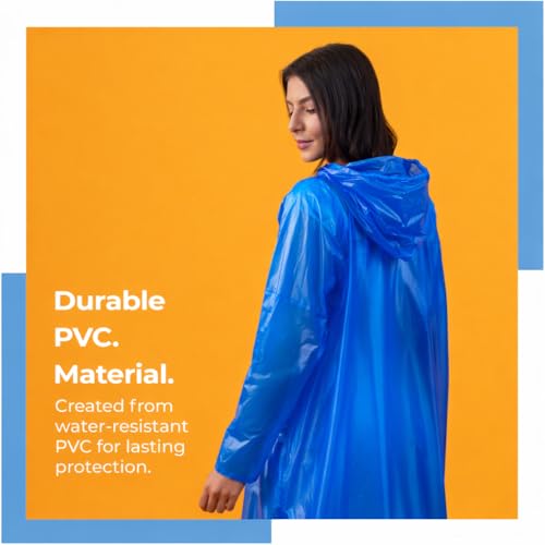Lifelong Waterproof Unisex Raincoat | Hooded Full Sleeves Outdoor Poncho for Men, Women, Boys & Girls | Durable PVC Rainwear for Camping, Hiking, Travelling | Adjustable Drawstring | Sky Blue (1 Pc) - Image 4