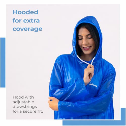 Lifelong Waterproof Unisex Raincoat | Hooded Full Sleeves Outdoor Poncho for Men, Women, Boys & Girls | Durable PVC Rainwear for Camping, Hiking, Travelling | Adjustable Drawstring | Sky Blue (1 Pc) - Image 3