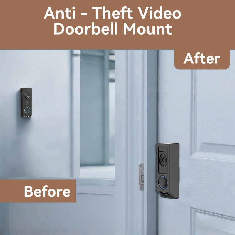 KTCEFE Anti-Theft Video Doorbell Mount for Eufy E340 Camera, No-Drill Adjustable Mounting Bracket Holder Accessories for Eufy Doorbell Camera Mount, Apartment Door Bell Kits for Home Rentals Room (Black) - Image 4