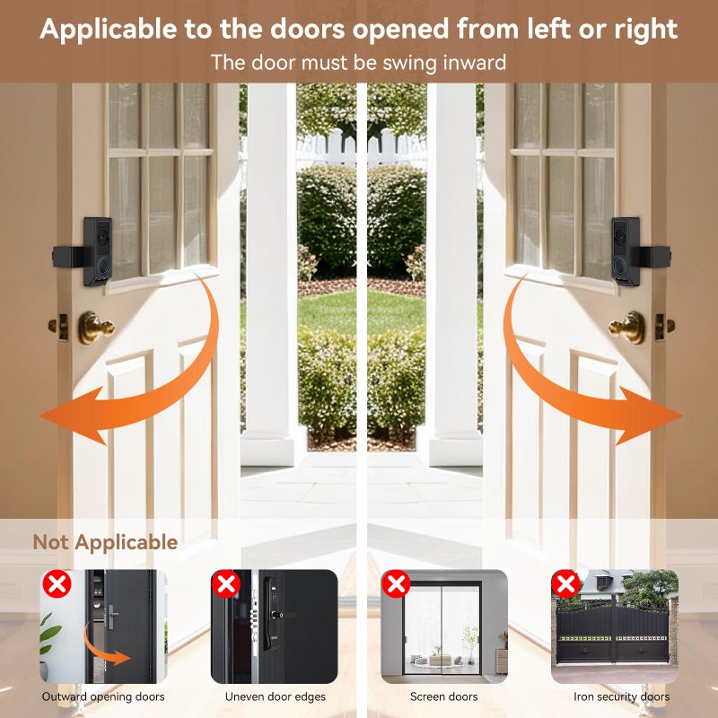 KTCEFE Anti-Theft Video Doorbell Mount for Eufy E340 Camera, No-Drill Adjustable Mounting Bracket Holder Accessories for Eufy Doorbell Camera Mount, Apartment Door Bell Kits for Home Rentals Room (Black) - Image 3