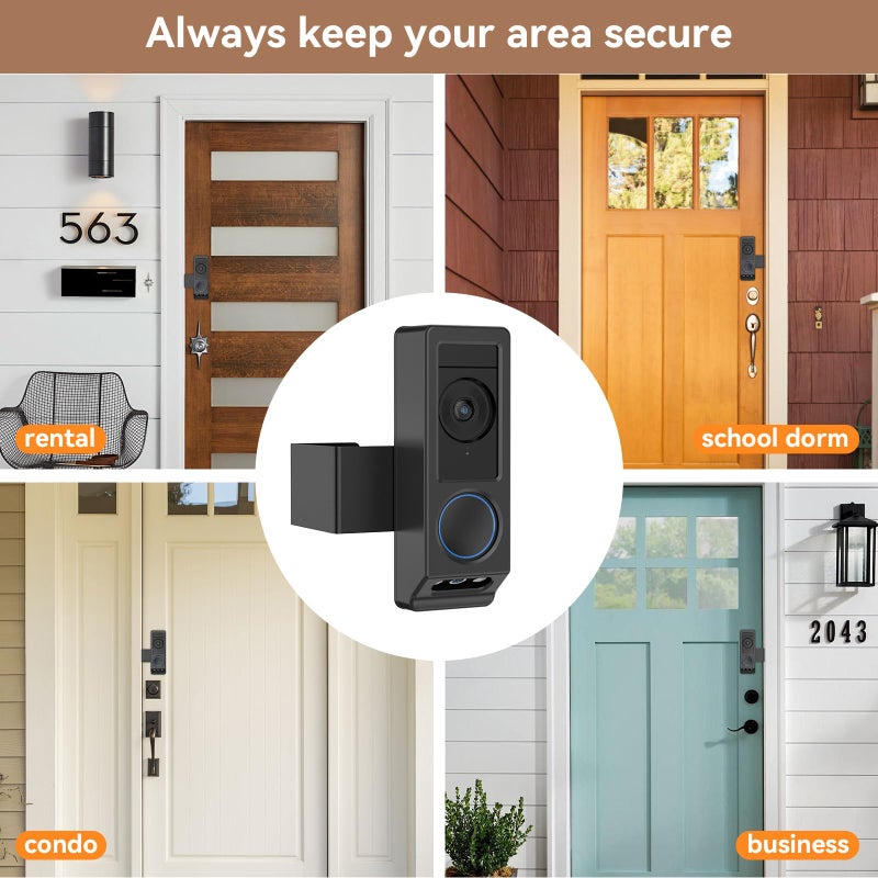 KTCEFE Anti-Theft Video Doorbell Mount for Eufy E340 Camera, No-Drill Adjustable Mounting Bracket Holder Accessories for Eufy Doorbell Camera Mount, Apartment Door Bell Kits for Home Rentals Room (Black) - Image 5