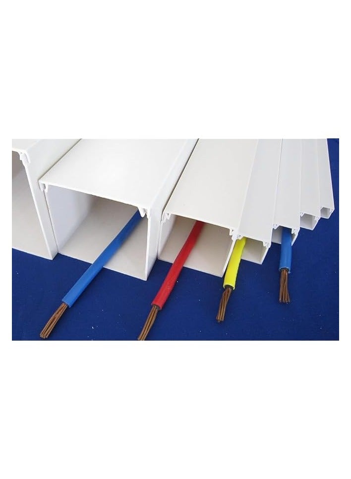 erorex Global Square Cable Box Self Adhesive Pvc Trunking White 95cm x 3pc 16x25mm Wall Cord Cover Concealer On-Wall Wire Paintable Management Raceway To Hide Wires - Pack Of 1 (3Pcs of 16X25X950mm)  - Image 4