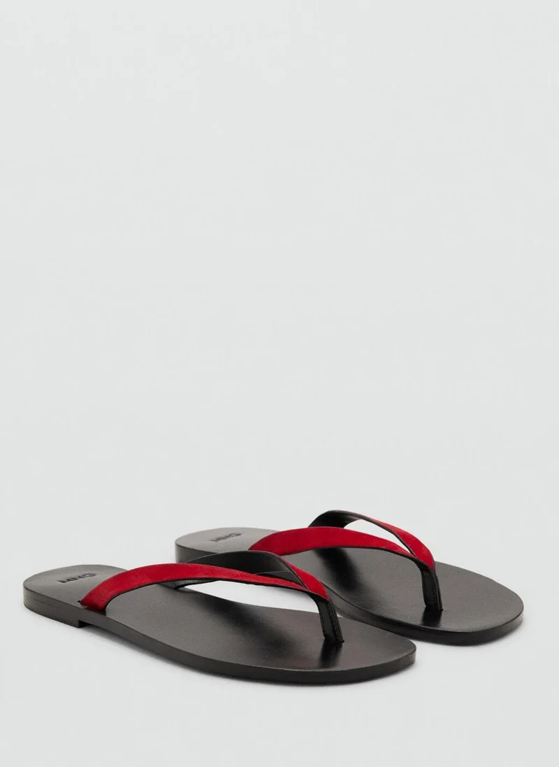 Mango Leather Strap Sandals