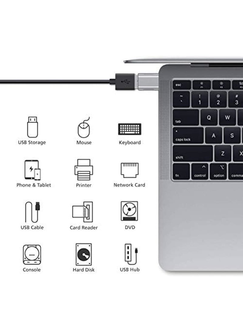 Luckam محول USB C إلى USB (عبوة 2)، محول USB-C إلى USB 3.0، محول USB نوع-C إلى USB، محول Thunderbolt 3 إلى USB أنثوي OTG لجهاز MacBook Pro 2019، MacBook Air 2020، iPad Pro 2020، المزيد من أجهزة Type-C - Image 2