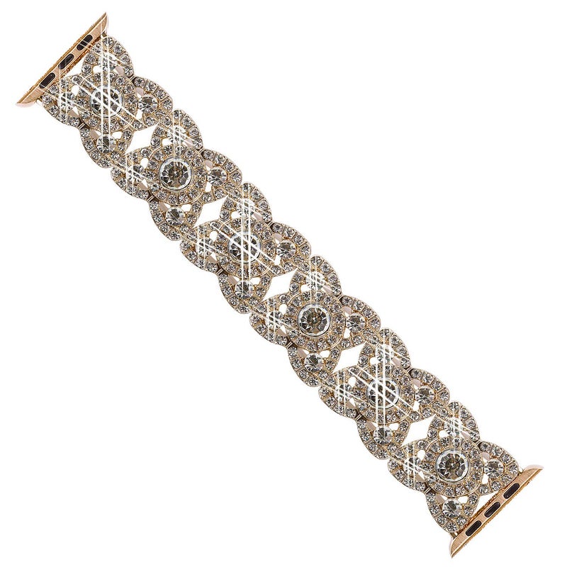VIQIV Bling Bands for Compatible with Apple Watch 42mm 44mm 45mm 46mm 49mm Ultra Iwatch Series 11 10 9 8 7 6 5 4 3 SE SE2, Diamond Rhinestone Stainless Steel Metal Bracelet Wristband Strap for Women Gold - Image 5