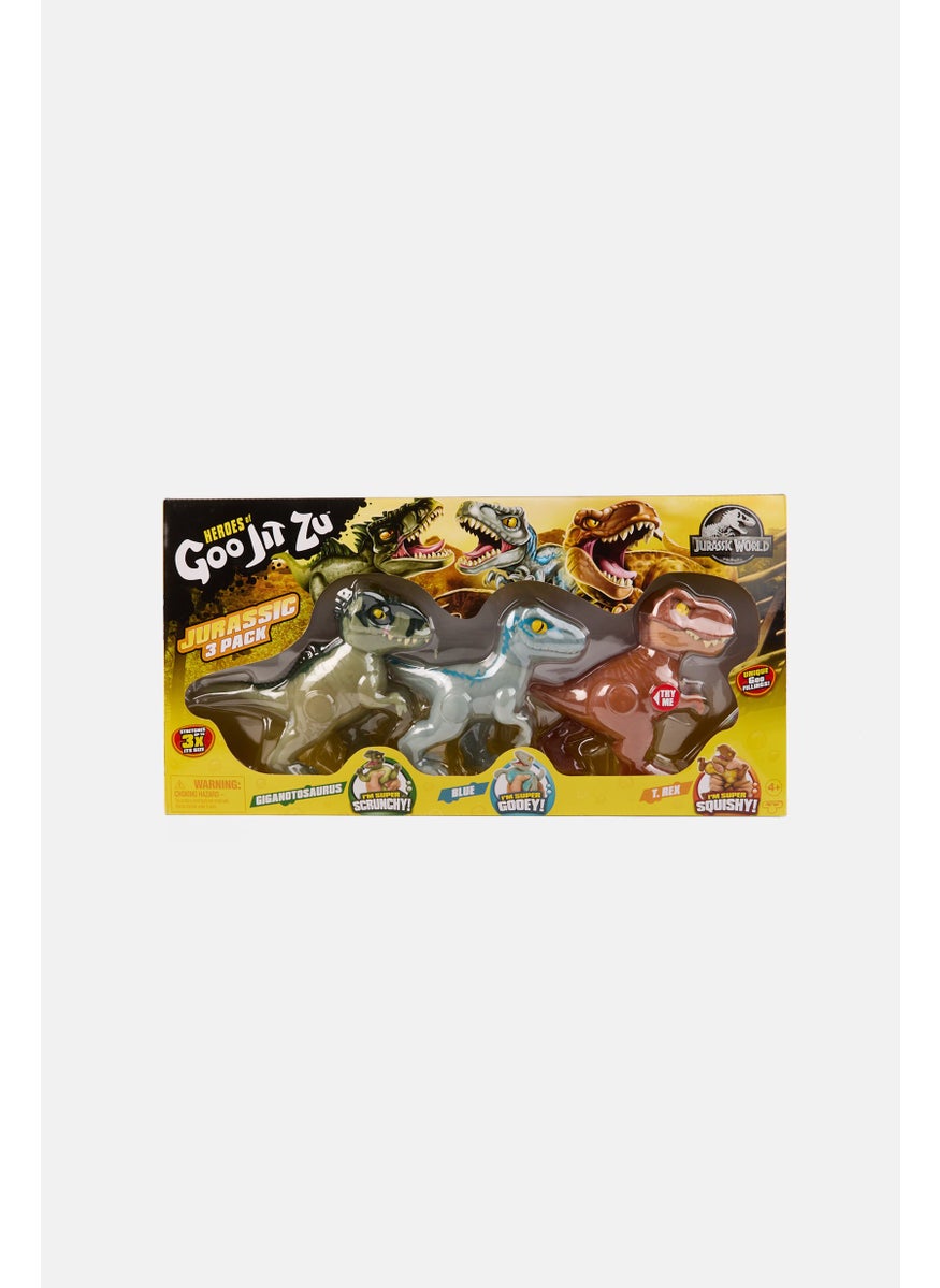 JURASSIC WORLD 3 Pack Heroes of Goo Jit Zu Action Figure 41468, Olive  - Image 1