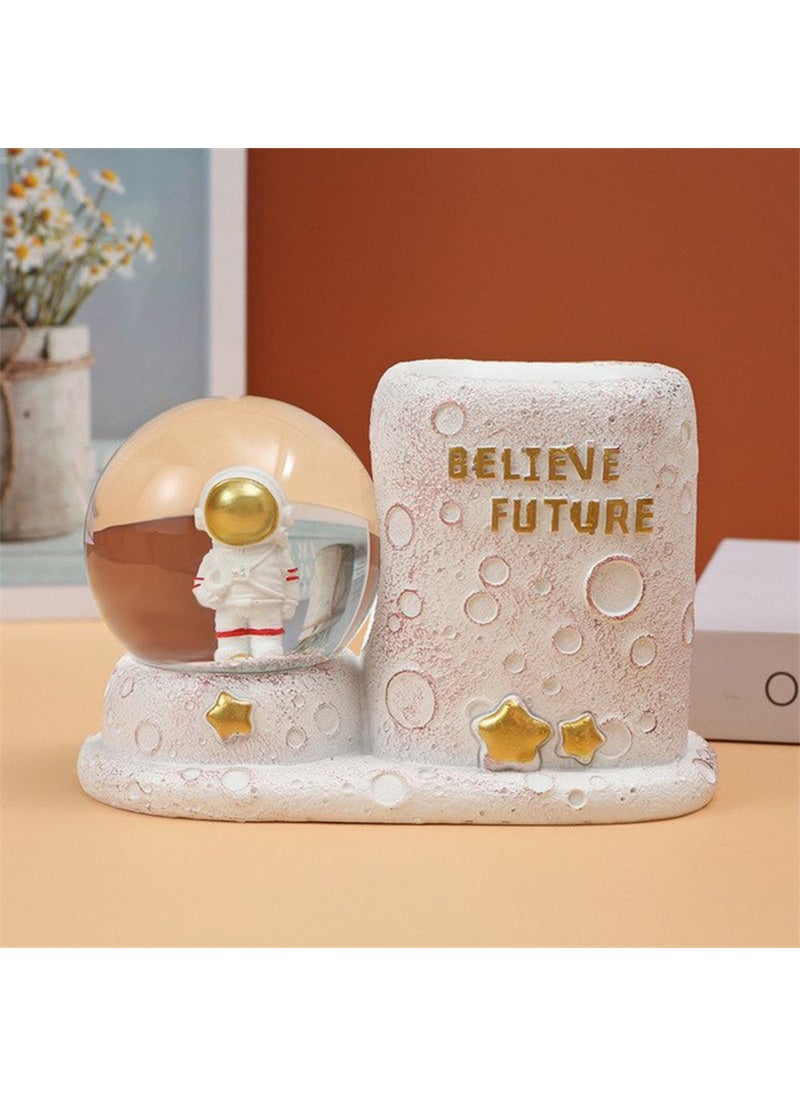 Hediyesahibi Gift Holder Astronaut Lighted Glass Snow Globe Pencil Holder  - Image 1