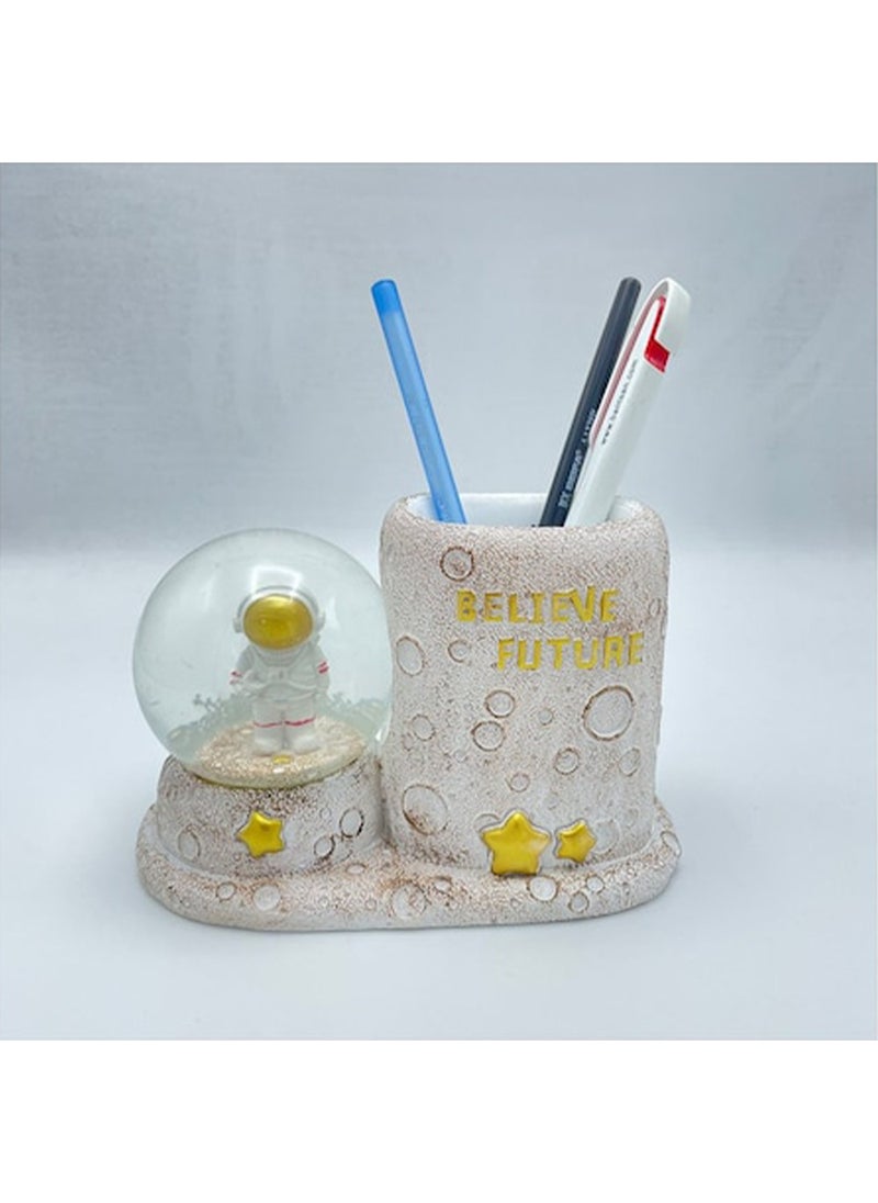 Hediyesahibi Gift Holder Astronaut Lighted Glass Snow Globe Pencil Holder  - Image 2