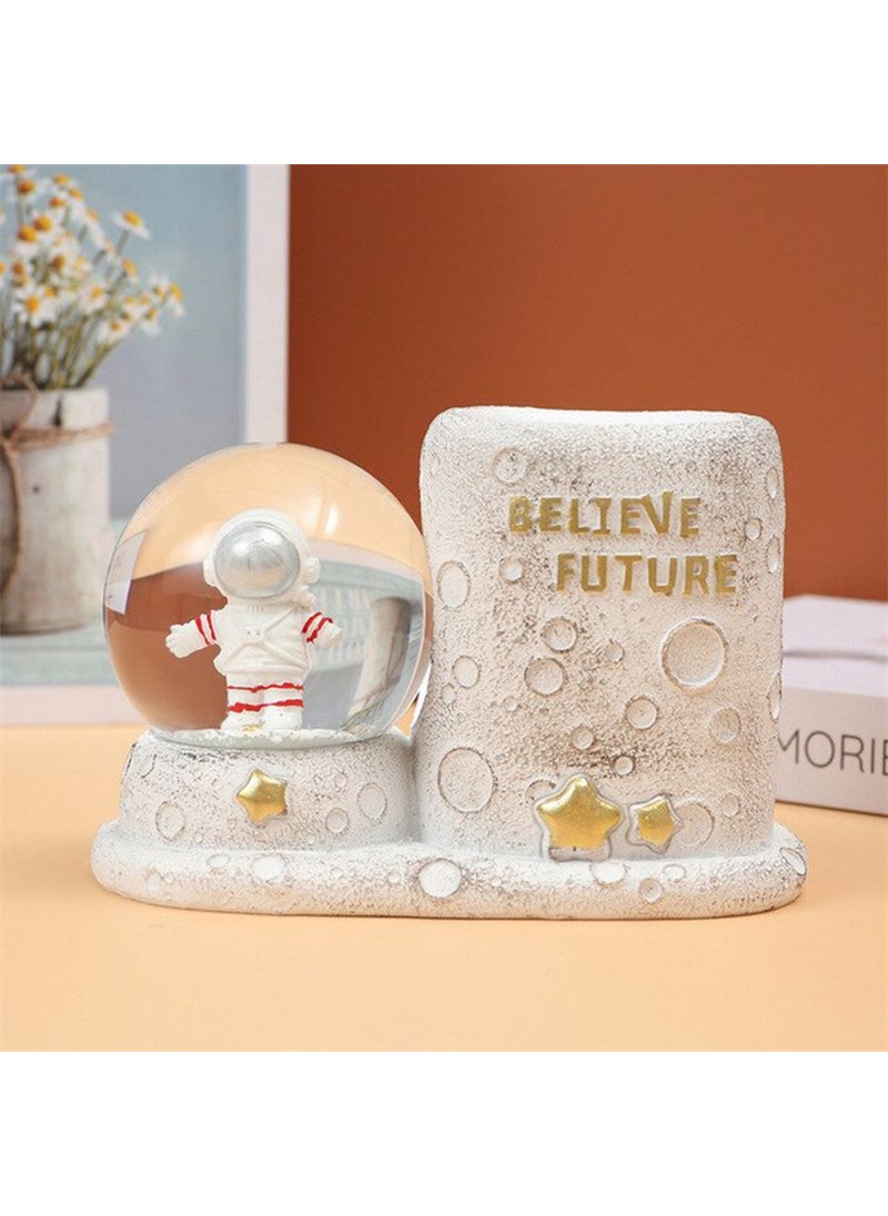 Hediyesahibi Gift Holder Astronaut Lighted Glass Snow Globe Pencil Holder  - Image 3