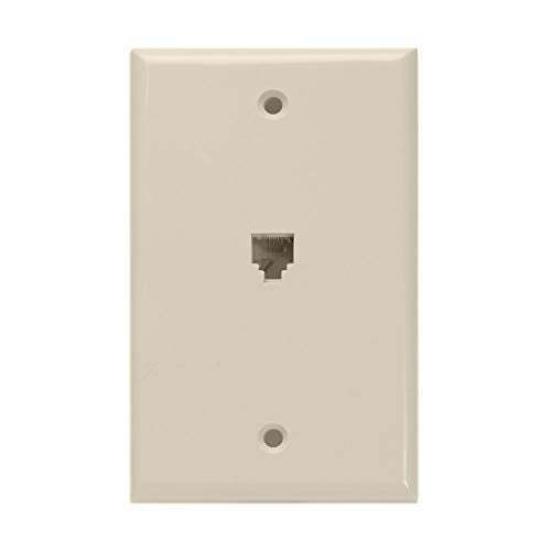 Leviton مقبس الهاتف القياسي من ليفيتون، 6P4C، أطراف براغي، 40249-T، لوز خفيف - Image 1
